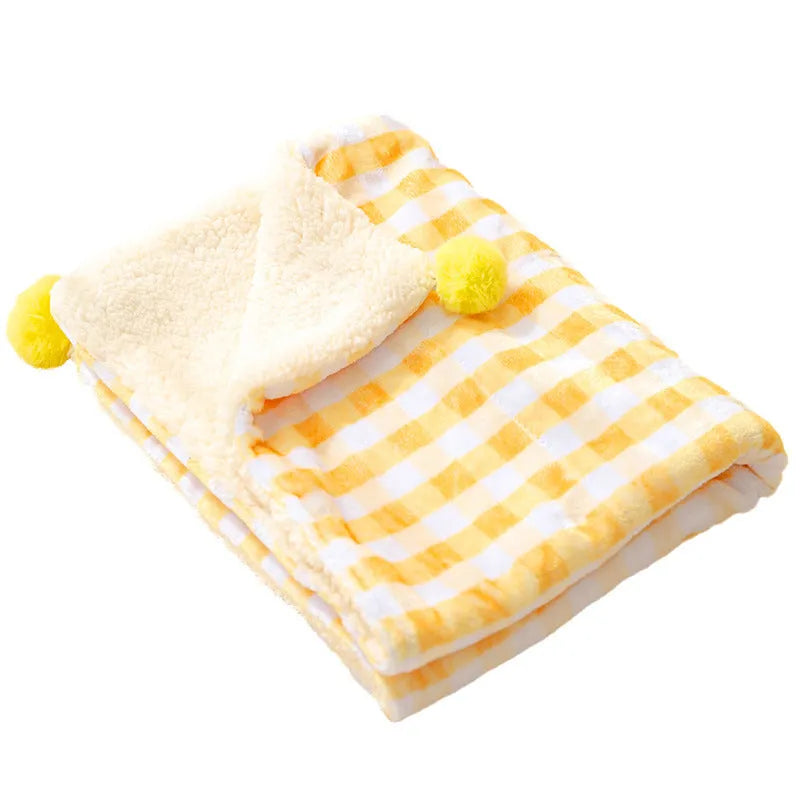 Blue coral fleece pet blanket showing soft texture, laid flat to show size.
