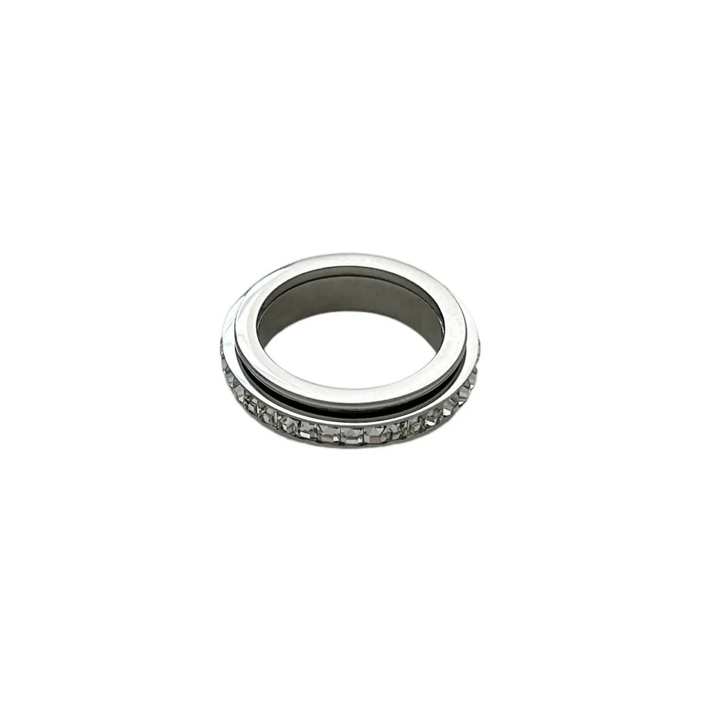 Titanium steel rotatable ring with starry sky geometric pattern in gold colour, unisex style