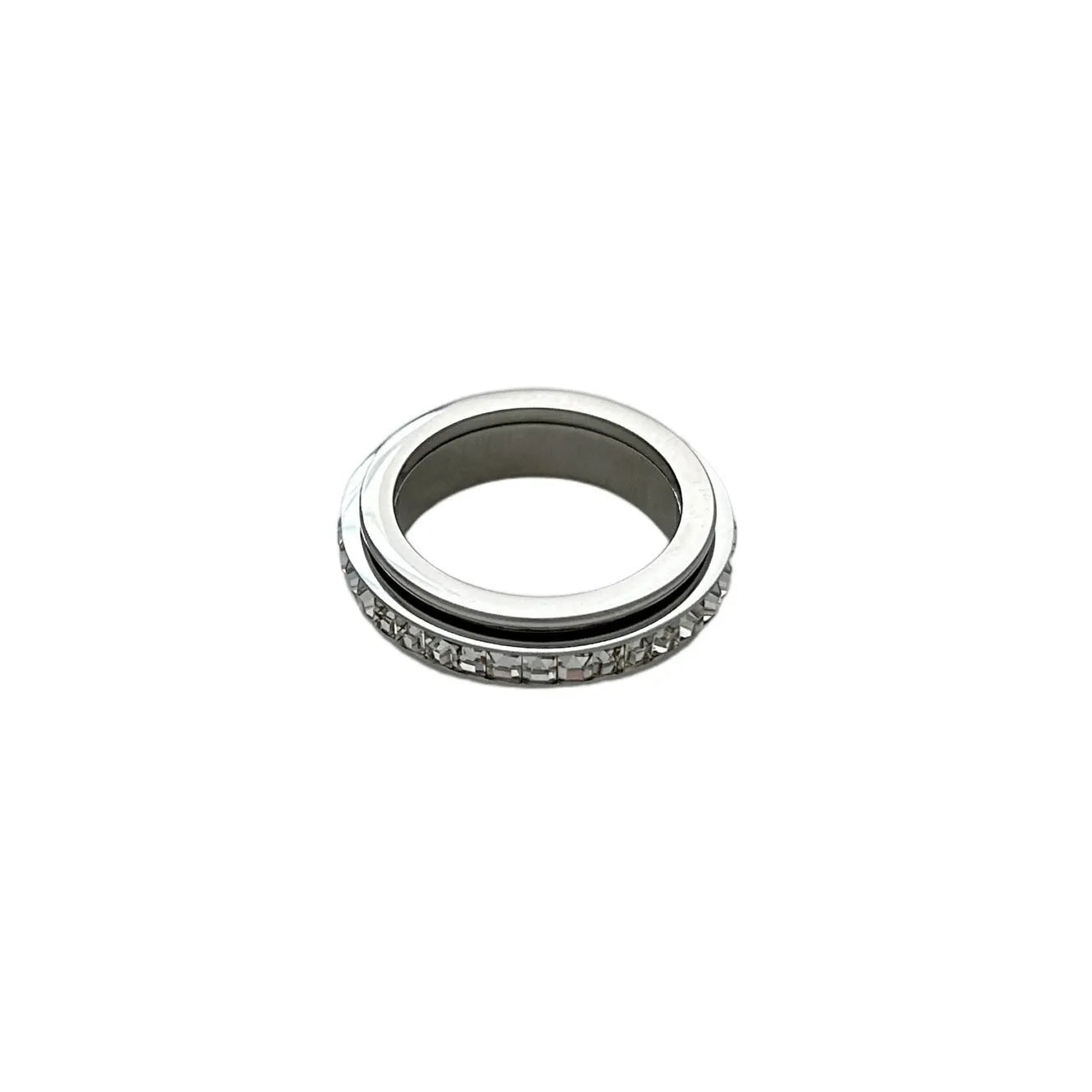 Titanium steel rotatable ring with starry sky geometric pattern in gold colour, unisex style