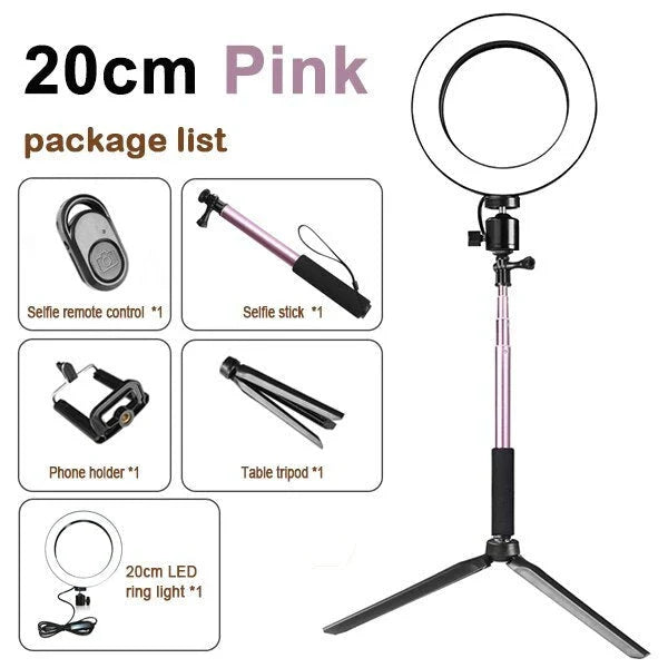 A versatile lighting kit for iPhone, including a ring light, tripod, and accessories to enhance mobile photography and videography