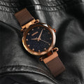 Milan mesh strap starry sky rhinestone quartz watch 34mm women with magnetic clasp and mineral glass mirror