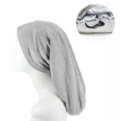 Women's adjustable satin-lined nightcap in various colours for hair protection