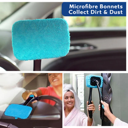 Car Window Brush with microfiber cleaning arm and built-in water sprayer