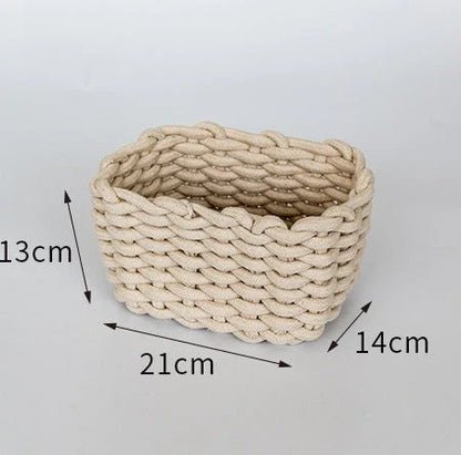 Nordic Wind Hand-woven Thick Cotton Rope Storage Box in white and grey