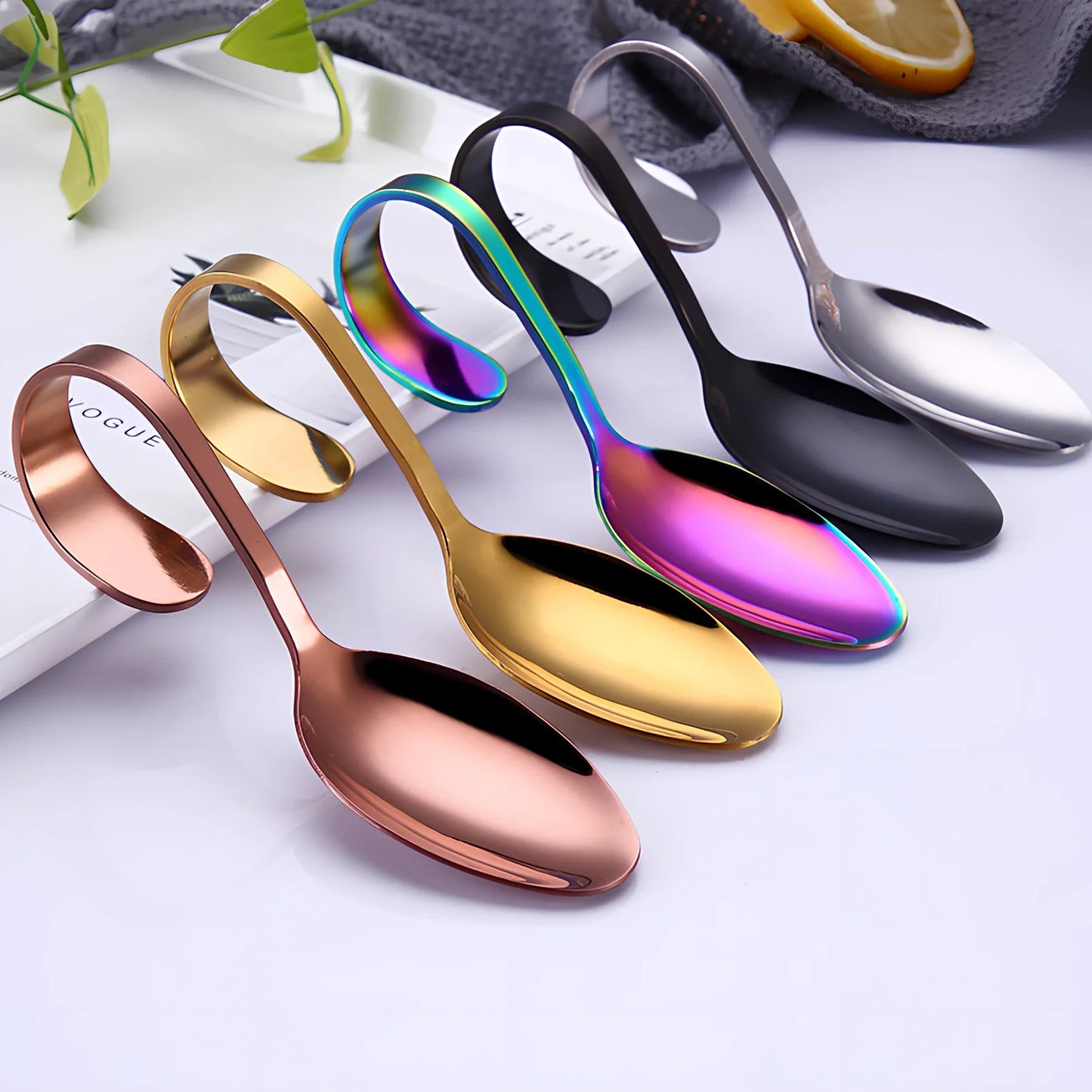 316 stainless steel serving spoon with curved silver handle, 22 cm long, mirror polished for durable kitchen use