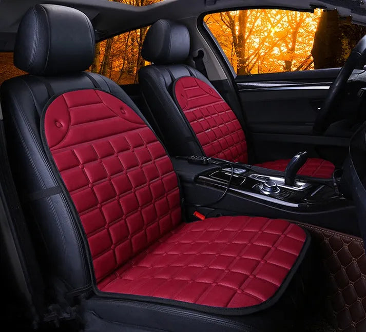 12V car heated seat cushion in black, size 55x46x48cm, with power line and fuse