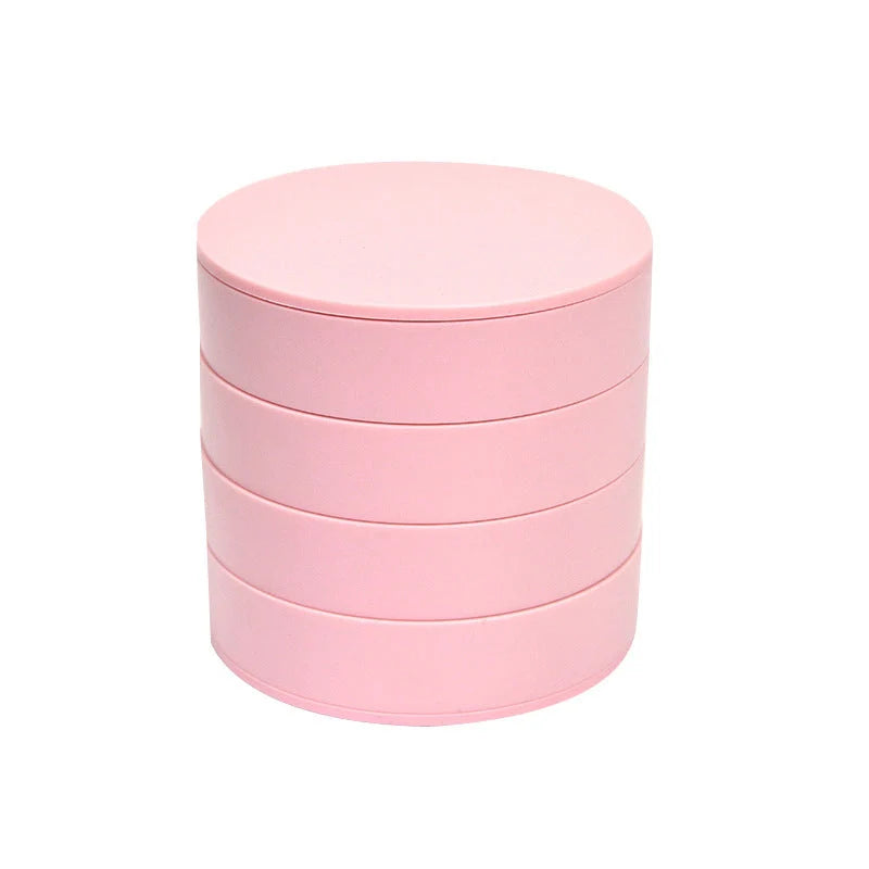 Plastic Jewelry Box Storage Container with 360-degree rotation and four-tiered pallets