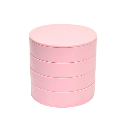 Plastic Jewelry Box Storage Container with 360-degree rotation and four-tiered pallets