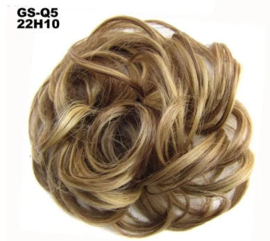 Synthetic wavy curly messy hair bun for women, 12cm diameter, high-temperature wire