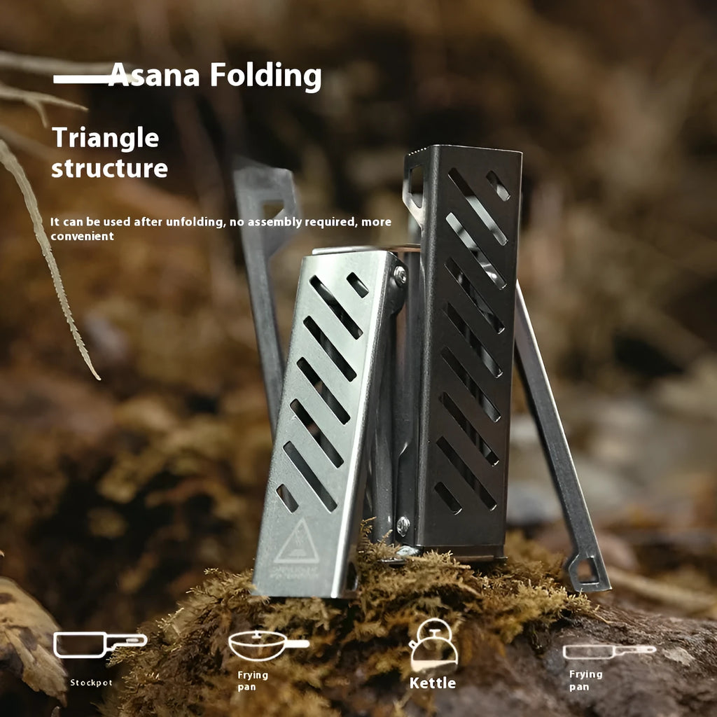 Hexagon-shaped foldable alcohol stove for camping in black or silver colour