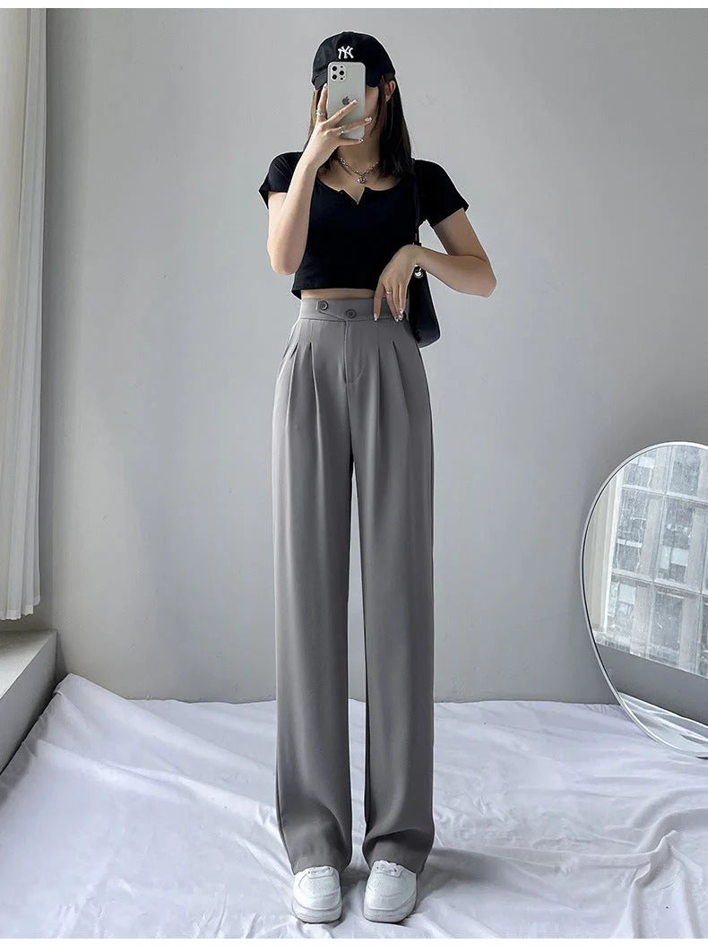 Women's high waist loose drape suit wide leg pants in various colours
