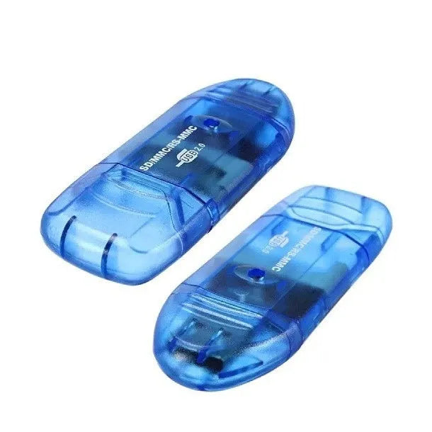 Transparent plastic USB card reader with LED light and card holder bag