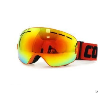 Premium ski goggles with wide spherical lens, anti-fog coating, and adjustable strap for winter sports activities