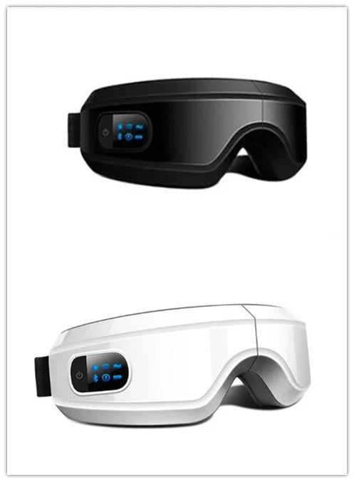 3D 4D Rechargeable Eye Massager with Bluetooth Music Player in black and white