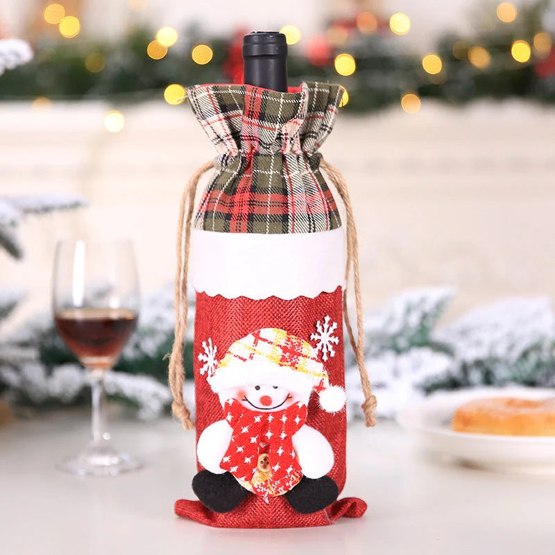 Festive Christmas wine bottle socks in vibrant holiday designs