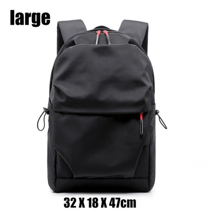 Durable nylon backpack in black and light grey with adjustable straps