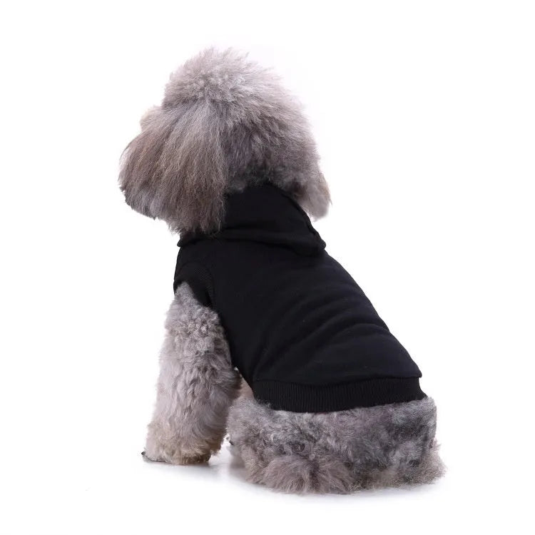 Small dog wearing a cotton thin pullover hooded T-shirt in red, casual spring summer pet clothing
