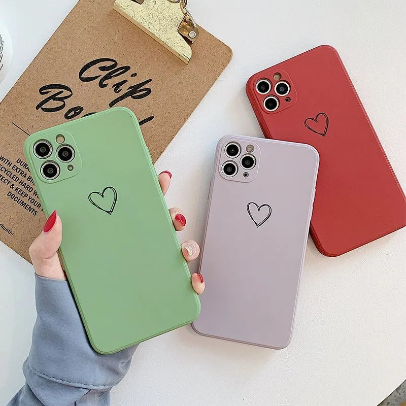 Silicone TPU back cover case for Apple iPhone, shown in solid colour options.