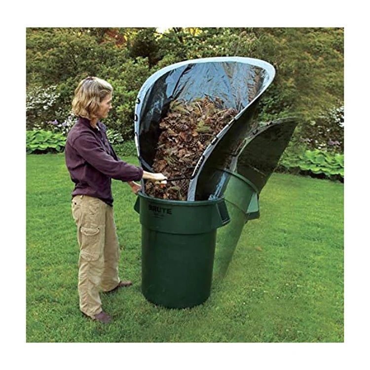 Green foldable dustpan leaf storage bag collector for efficient garden cleanup