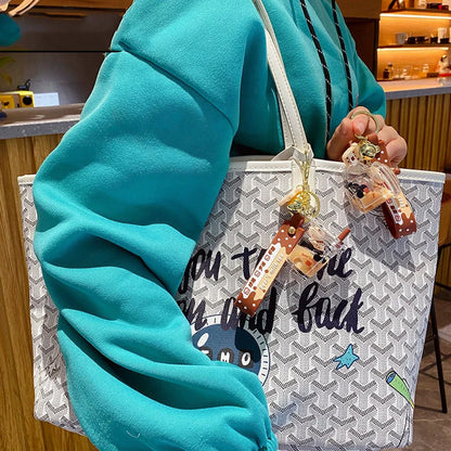 Women's bear-themed alloy and acrylic schoolbag pendant keychain in six unique designs