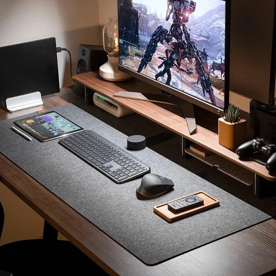 Felt mouse pad extra large thickened non-slip desk mat brown solid colour 800x400mm size