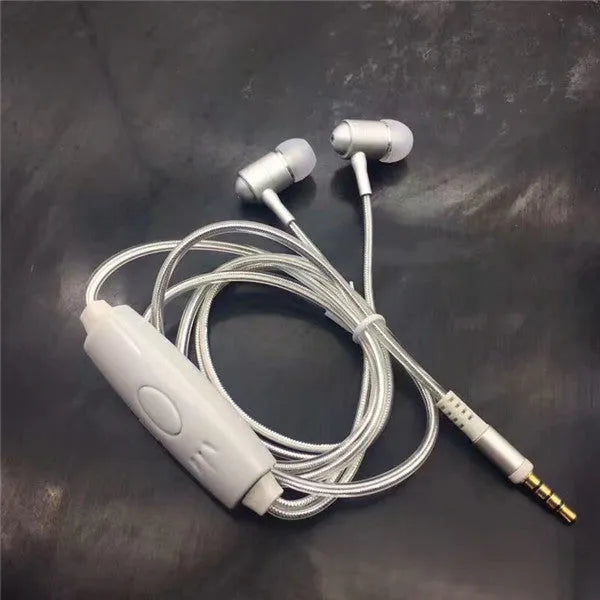 Blue Magic Light LED earphones with illuminated shells and a 3.5mm plug, showing the inline remote control.