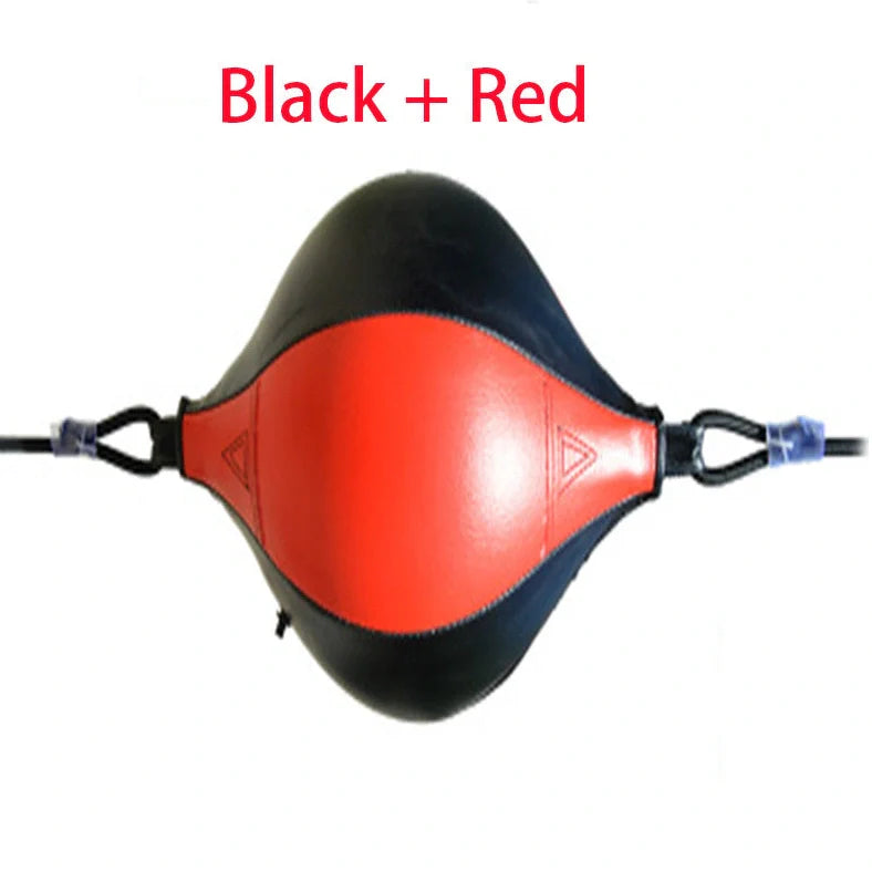 Black boxing speed ball with 40cm length hanging from elastic ropes with inflator and hooks