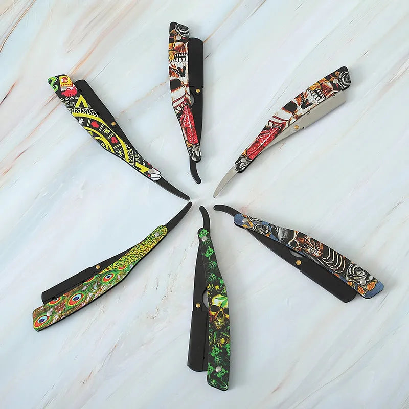 Clown Skull manual pogonotomy shaver with 74-blade and four colour pattern options