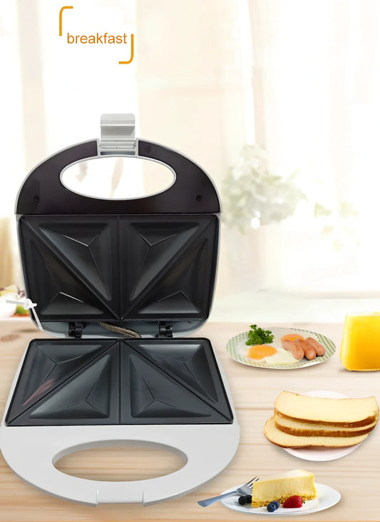 White double-sided sandwich maker with 750W power and 110x130mm non-stick plates