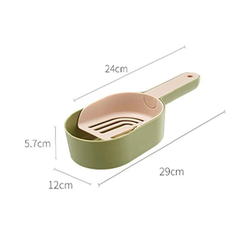Self-cleaning cat litter scoop in blue, made from ABS material, with shovel shape for scooping clumps
