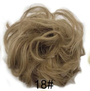 Synthetic wavy curly messy hair bun for women, 12cm diameter, high-temperature wire