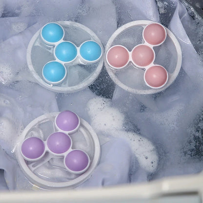 Ultra-fine mesh washing machine lint catcher in purple, blue, and pink for effective hair and lint removal