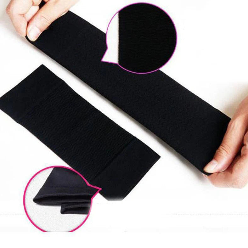 Compression sleeves with wave pattern design for arm slimming and muscle stimulation