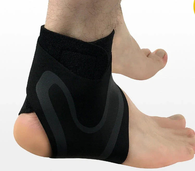 Adjustable ankle support brace for sports and running in black