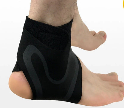 Adjustable ankle support brace for sports and running in black