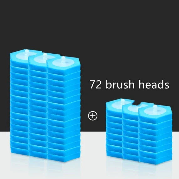 Disposable toilet brush with plastic handle and sponge head for hygienic cleaning