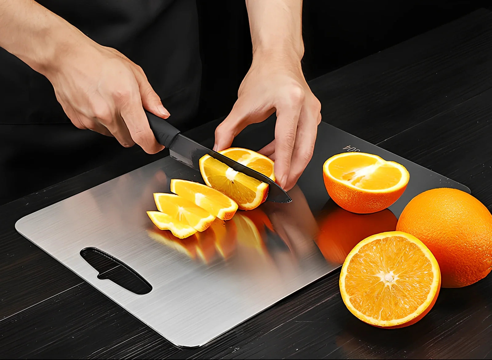 304 stainless steel cutting board, 30x46cm size with 2mm thickness, smooth hygienic surface for kitchen use