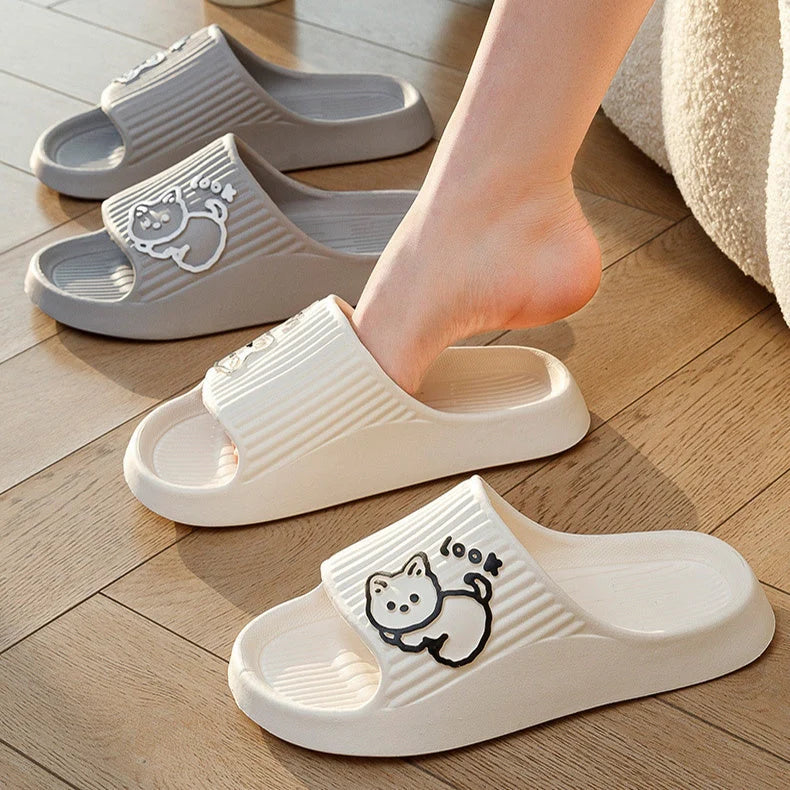 Women's cat slippers with non-slip sole in various colours