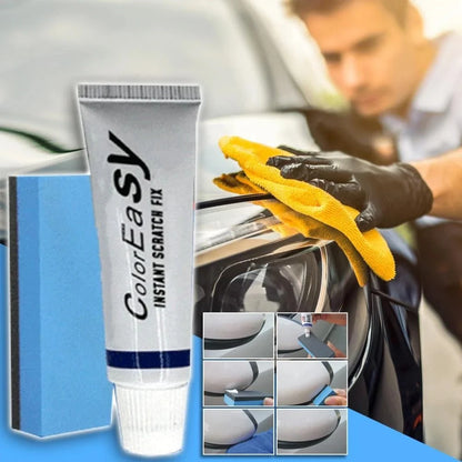 Car scratch remover kit with slop wax for light scratches, includes abrasives and sponge