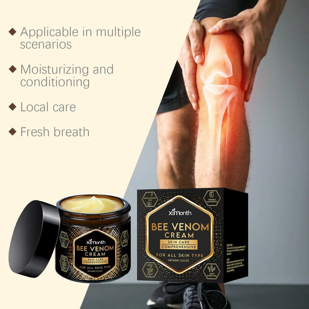 60g jar of moisturising skincare cream with mint leaf, bee venom, and tea tree oil.