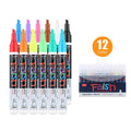 A plastic electronic highlighter with an oblique shape for fluorescent boards, shown with an 8-colour refill pack.