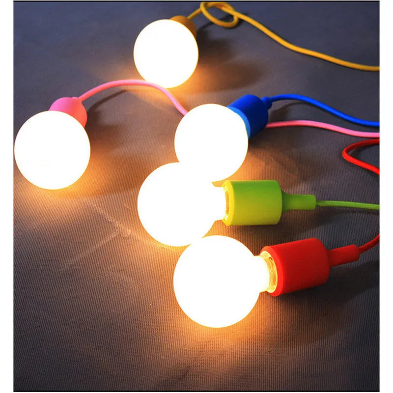 Coloured silicone pendant lamp holder with E26/E27 socket and 50cm adjustable cord