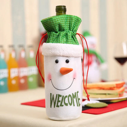 Festive Christmas wine bottle socks in vibrant holiday designs