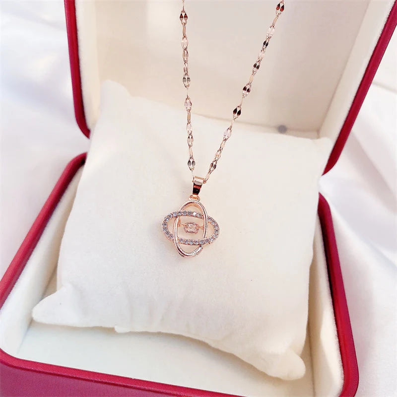 Valentine's Day perfume bottle pendant necklace in titanium steel with zircon detail