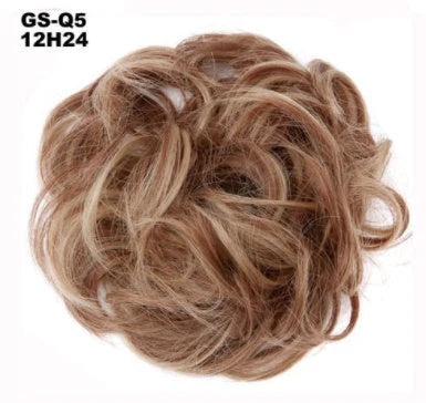 Synthetic wavy curly messy hair bun for women, 12cm diameter, high-temperature wire