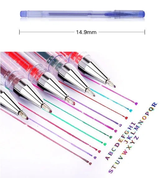 Pack of colour gel pens with a 2.2mm ink reservoir, showing 25 or 50 piece bulk options