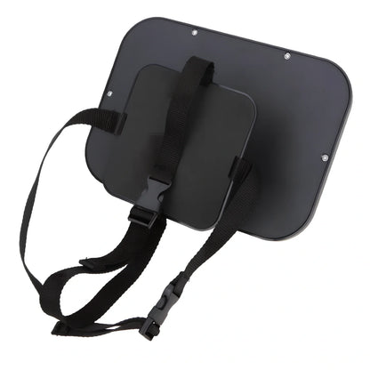 Black adjustable baby car rear view mirror, 26.5 cm long, mounted on headrest for clear rear seat visibility