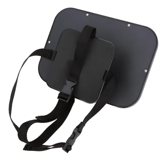 Black adjustable baby car rear view mirror, 26.5 cm long, mounted on headrest for clear rear seat visibility