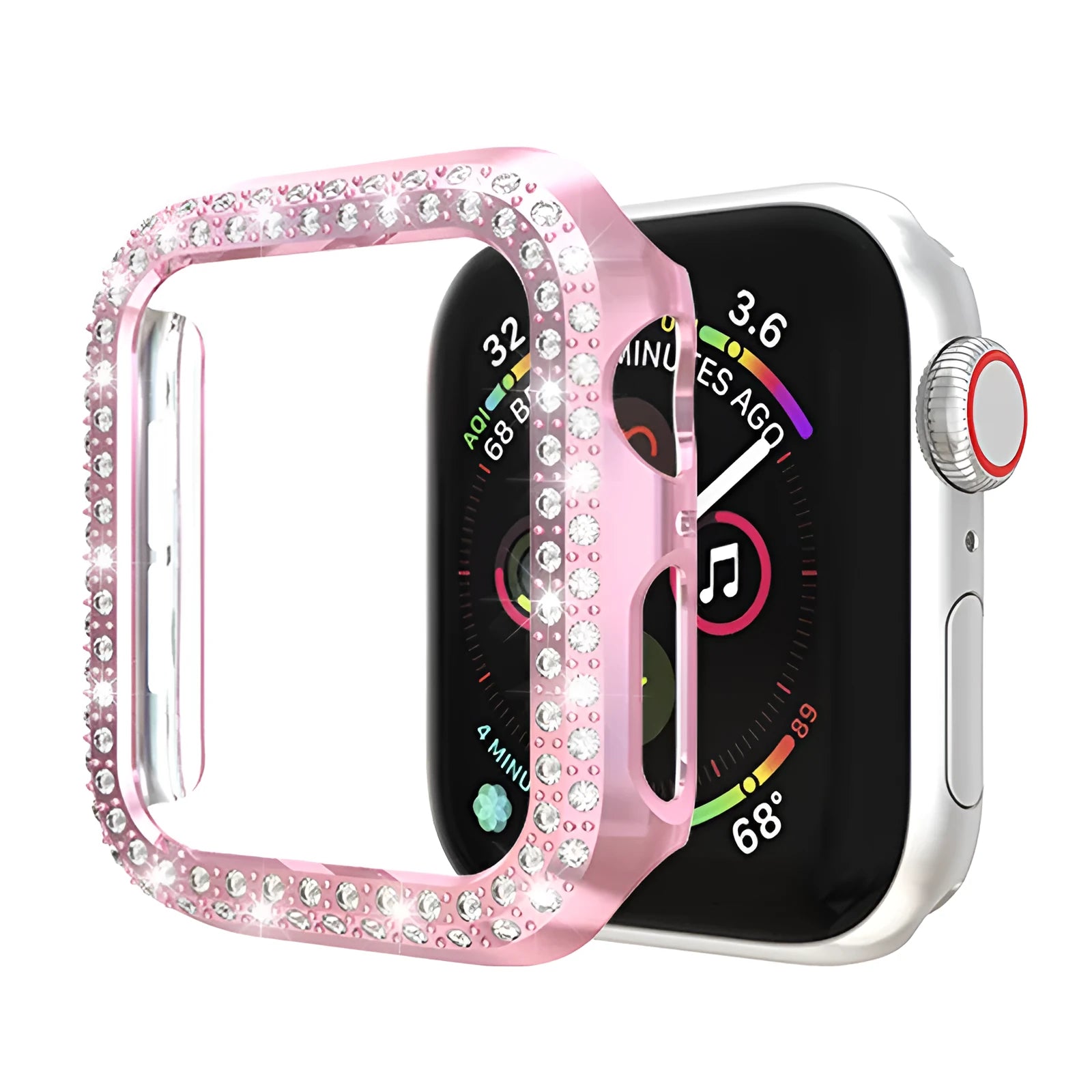 PC protective case for Apple Watch in various colours shown next to a watch.