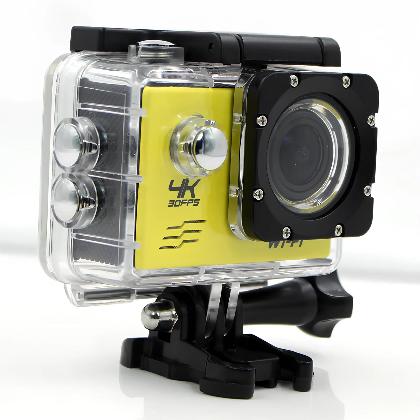 Black 4K HD motion camera with 2.0-inch display and 170-degree lens, dimensions 29.8x59.2x41mm for action sports